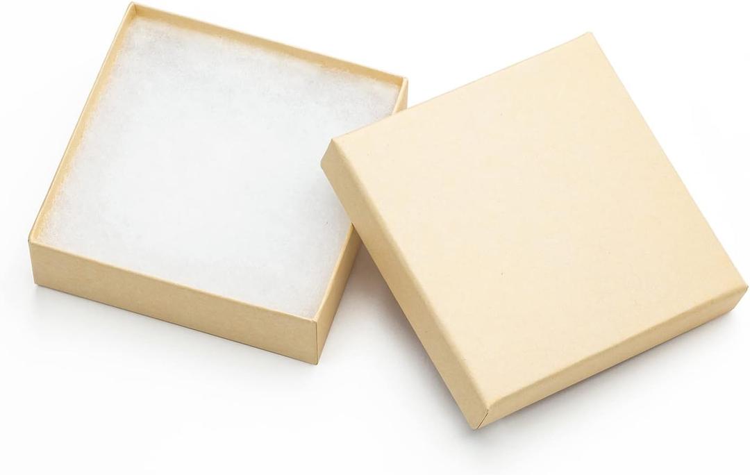 Magicool 96 Pack 3.5x3.5x1 Inch Cardboard Jewelry Boxes,Used for Necklaces,Bracelets,Earrings,Jewelry,Small Gift Packaging,Jewelry Gift Boxes with Lids and Filled with Cotton(Brown)