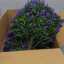 Dense Foliage Artificial Lavender Topiary Ball Trees 24 Inch, 2 Pack UV Resistant Fake Plants Outdoor, Faux Bushes with Ground Spike for Garden, Patio, Porch, Yard Decor
