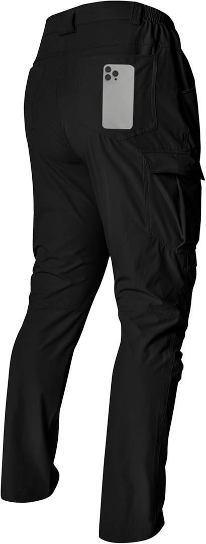 Mens Work Pants Hiking Cargo Waterproof Breathable Lightweight Stretch Quick Dry Outdoor Summer Pants (38, Black)