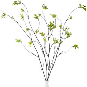 4Pcs 38" Artificial Ficus Branches Fake Greenery Stems Faux Ficus Twig Plants Green Fake Leaf Spray for Home Office Wedding Vase Filler Banquet Home Decor(Green)