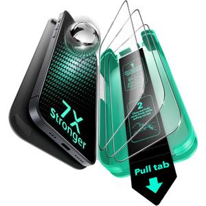 ESR 3 Pack 9H+ Glass for iPhone 15 Pro Screen Protector, [Military Grade Shatterproof & Longest Durable] Armorite Ultra-tough Full Coverage Tempered Glass with UltraFit Tray