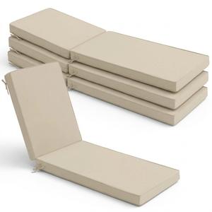 Summsun Chaise Lounge Cushions Outdoor - Waterproof and Fade Resistant Sun Lounger Replacement Cushion - Patio Lounger Pads with Removable Cover for Pool, Deck, Lawn, 80 x 26 x 3 Inch, Cream, 80" x 26" x 3 | 4 Pack