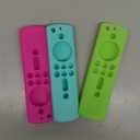 ONEBOM 3 Pack Fire Stick Remote Cover, Case for Firestick 4K / TV 2nd Gen (3rd Gen Pendant Design) Remote Control, Firestick Cover Glow in The Dark (Green Glow & Rose RED+Sky Blue Not Glow)