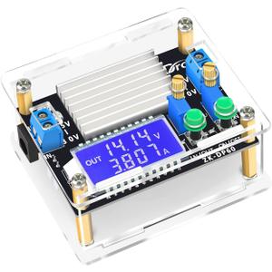 DROK Boost Buck Converter, DC 5.5-30V to 0.5-30V 5V 12V 24V Output Adjustable Power Supply Regulator Module, 4A 35W High Power Voltage Step Up Down Converter Board with Case LCD Display