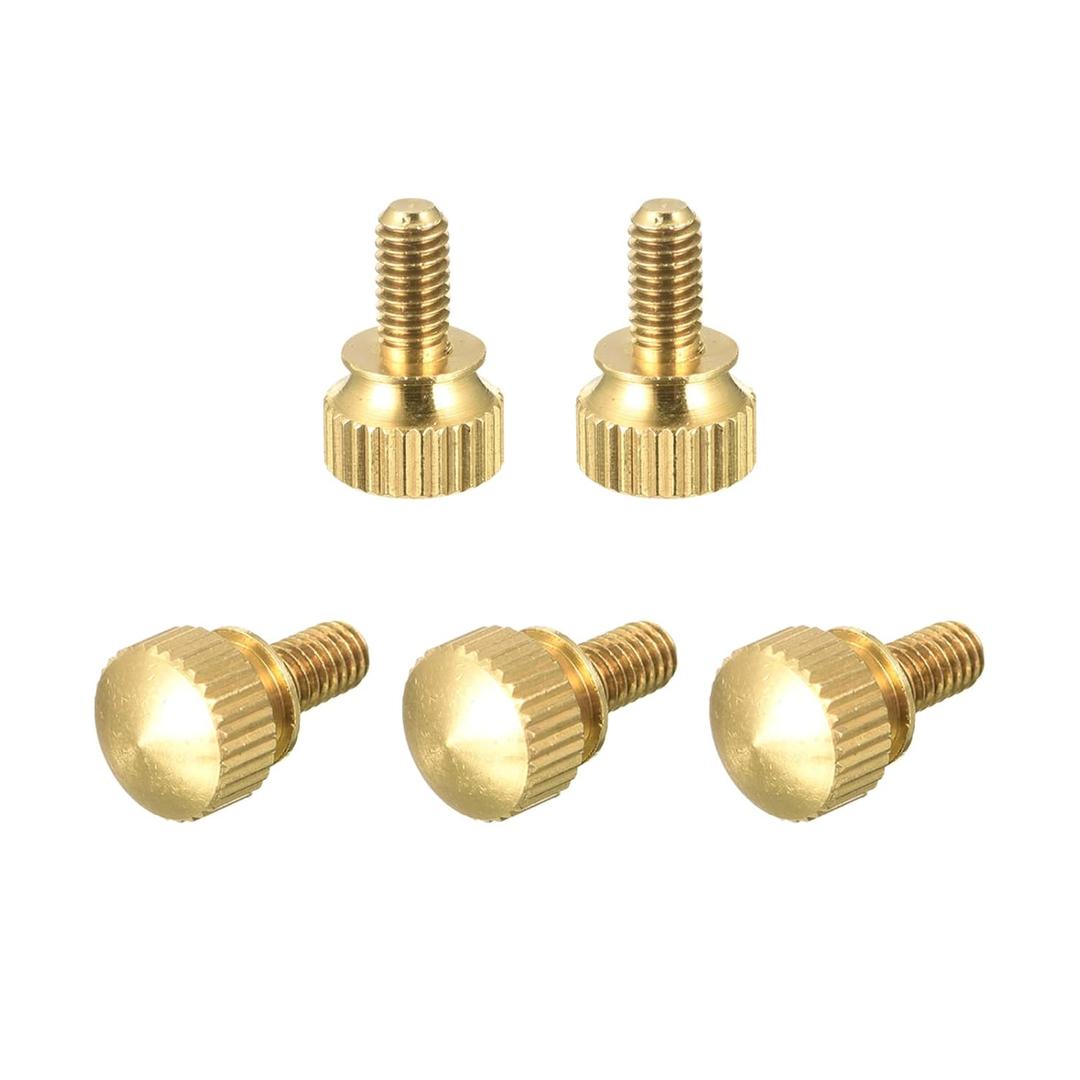 uxcell 5Pcs Knurled Thumb Screws, M4x8mm Brass Shoulder Bolts Stepped Grip Knobs Fasteners for PC, Electronic, Mechanical