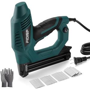 Electric Nail Gun 18 Gauge, 2 in 1 Brad Nailer Heavy Duty, 120V Stapler Gun with 2000pcs Nails and Crown Staples for Carpentry, Upholstery, DIY