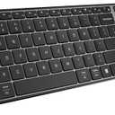 AUSDOM 2.4G Wireless Bluetooth Keyboard Full Size, Quiet Slim Multi-Device Rechargeable Cordless QWERTY Keyboard with Number Pad, Low Profile Silent Flat Universal Keyboards for Computer/Mac/Windows (Black Grey)