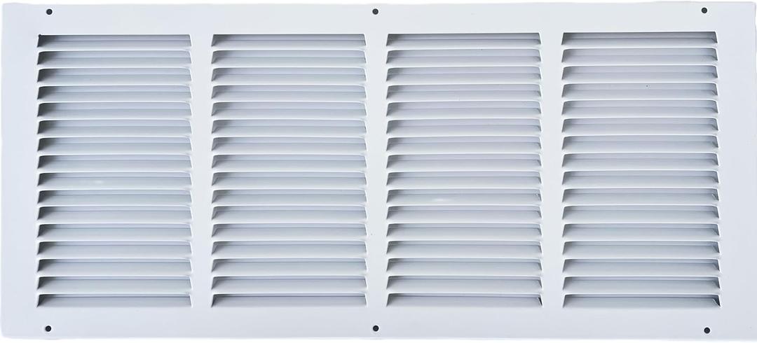 Fits 20x8 Duct Opening Stamped Steel Return Air Grille Vent Cover Grille for Sidewall and Ceiling in White Surface Dimensions: 21.75"W X 9.75"H (20" W x 8" H Duct Opening)