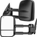 Heated Tow Mirrors Compatible with 1999-2002 Chevy Silverado & GMC Sierra 1500 2500 3500 HD, Tahoe Suburban Avalanche Yukon, Manual Flip & Fold Towing Side Mirrors