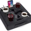 Couch Cup Holder-Sofa Cup Holder Pillow Tray Caddy Cupholder Hearted for Bed, Rv, Tv, Car, Man Cave, Backseat for Remote, Drinks, Snacks (Square-Grey) (Dark Grey)