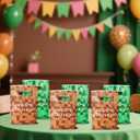 50pcs Pixel Birthday Party Favors Bags, Video Game Theme Happy Birthday Gift Treat Bag Pixel Party Favors for Decoration Candy Goodie Gift Snack (Green & Brown)