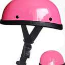 Motorcycle Half Helmet, DOT Approved Adult Men Women Retro Open Face Bike-Helmets, Bicycle/ Skateboard Helmet for Adults, Bike, Skate, Scooter, Longboard Half Shell Helmet (Pink, Large)