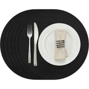 Myir JUN Round Placemats, Dual Sided Faux Leather Place Mats Set of 6 Indoor/Outdoor Non-Slip Washable Table Mats (Black, 6 Pack) Myir JUN Round Placemats, Dual Sided Faux Leather Place Mats Set of 6 Indoor/Outdoor Non-Slip Washable Table Mats (Black, 6 Pack)