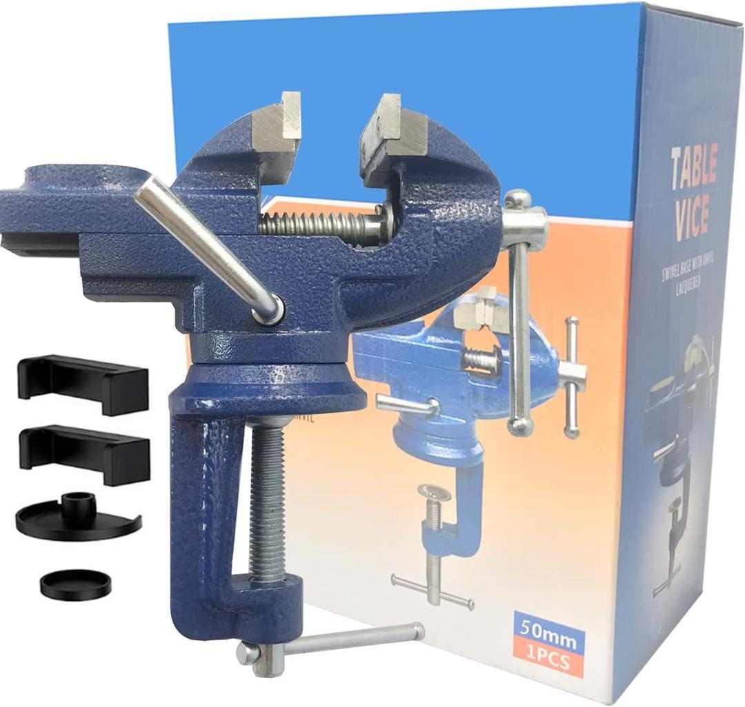 Vise Grip Woodworking Table Clamp - Heavy Duty Small Bench Vice, New Upgraded Cast Iron Manufacturing for Jewelers, Hobby, Craft Repair - Portable Work Bench Tool