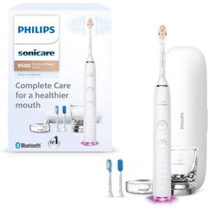 Philips Sonicare DiamondClean Smart 9500 Electric Toothbrush, Sonic Toothbrush with App, Pressure Sensor, Brush Head Detection, 5 Brushing Modes and 3 Intensity Levels, White, Model HX9923/01
