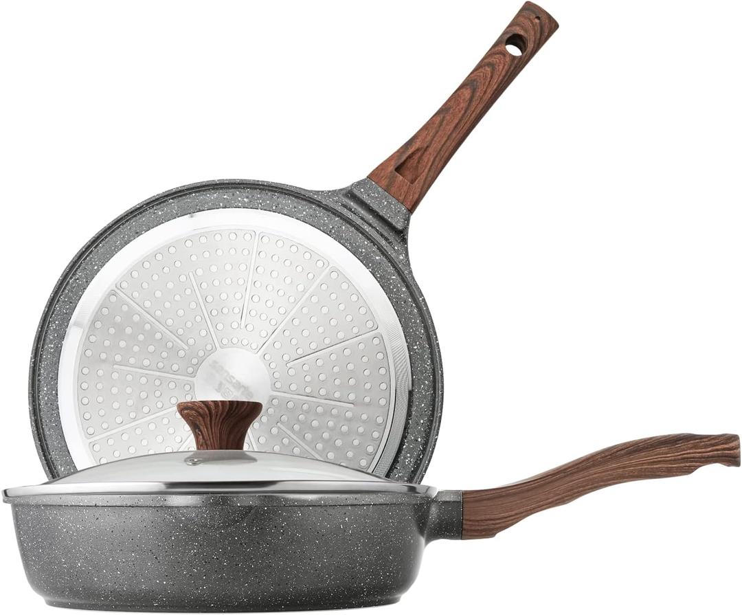 SENSARTE Nonstick 10" Crepe Pan and 3.5Qt Saute Pan Set with Swiss Granite Coating, Stay-cool Handle, Induction Compatible