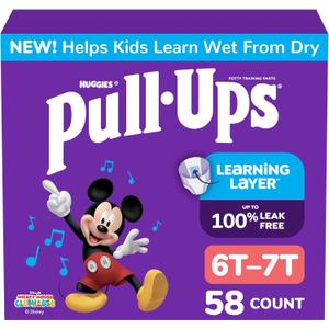 Pull-Ups Boys' Potty Training Pants, Size 6T-7T Training Underwear (55-75 lbs), 58 Count
