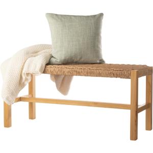 Alaterre Furniture Newport Collection Bench with Handcrafted Woven Rope Seat - 40-Inch Wood Bench for Entryway, Bedroom, or Dining Room - Indoor Entryway Bench (Light)