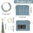 KNGITRYI Wallet Keychain Wristlet for Women,Slim RFID Credit Card Holder Purse Tassel Keychain Bangle Key Ring for Men Women