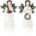 Set of 2 Sparkling Christmas Angel Figurines with Glitter Wings and Festive Accents - 5.1'' Ornaments Perfect for Holiday Decor Christmas Decorations (Xmas Angels)