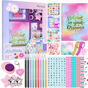 Gifts for 8 9 10 11 12 13 14 Year Old Girl - DIY Journal Kit for Girls,Toys for Ages 8-14 and Birthday Gifts for Girls,Fun, Cute Art & Crafts Kits,Scrapbook & Diary Supplies Toy Set