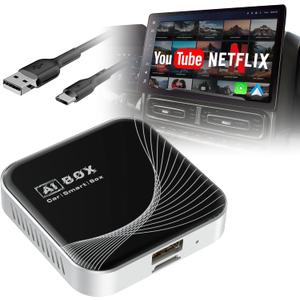 3-in-1 Wireless CarPlay Adapter & Android Auto Wireless Adapter, Plug & Play, Easy Setup, Supports Netflix, YouTube, TF Card, and More for Cars with OEM Wired CarPlay/Android Auto