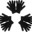 3 Pairs Magic Gloves Men Women Black Warm Winter Knit Gloves for Kids Teens Adults Cold Weather Gloves Boys Girls (Small)