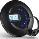 CD Player Portable, Rechargeable Portable CD Player for Car and Travel, Small CD Player with Headphone and Anti-Skip/Shockproof, Personal CD Player with LCD Display, AUX Cable, Backlight