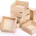 Frcctre 8 Pack Unfinished Wooden Box, 6 x 6 Inch Square Rustic Wooden Box Storage Organizer Boxes Small Wood Boxes for Crafts, Centerpiece, Home Decor, Storage, Collectibles, Succulent, Drawer