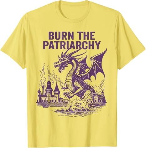 Burn The Patriarchy Funny Dragon Human Rights T-Shirt, XL