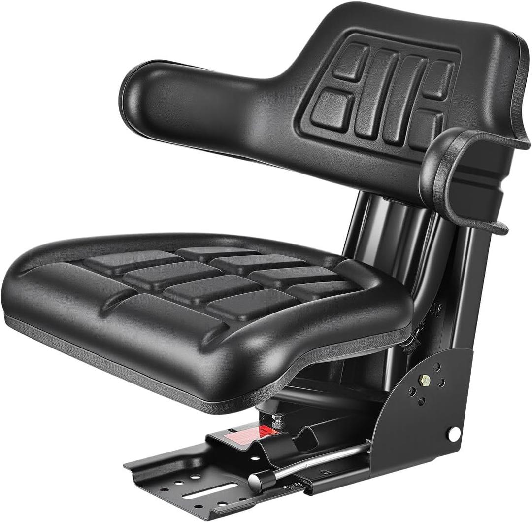 VEVOR Universal Forklift Seat Wrap Around, Universal Tractor Seat with Micro Switch, Adjustable Tractor Suspension Seat with Tilt Fits for John Deere, Ford, Massey Ferguson, New Holland Tractor