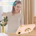 Fingic for iPhone 17e/ 16e Case, with 360 Rotatable Ring Holder Magnetic Kickstand, Shiny Plating Gold Edge Slim Soft TPU Shockproof Protective Cover for Women Men for iPhone 16e/ 17e 6.1",Rose Gold