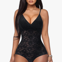 BRABIC Lace Bodysuit for Women Tummy Control Shapewear Sleeveless Tops V-Neck Backless Camisole Jumpsuit Shaper, M, Black