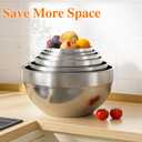 Mixing Bowls with Lids Set, 6 PCS Stainless Steel Mixing Bowls with 3 Grater Attachments, Kitchen Food Storage Organizers Nesting Mixing Bowl, Large Size 4.5, 3.5, 2.1, 1.5, 1.1, 0.7QT (Khaki)