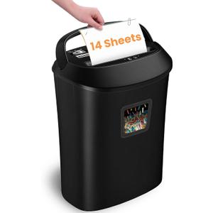 Paper Shredder 14-Sheet Cross-Cut Shredder with US Patented Cutter,Also Shreds Card/CD,Heavy Duty Paper Shredding Machine for Home Office,Fast with Jam Proof System,6.6-Gallon Basket (ETL)