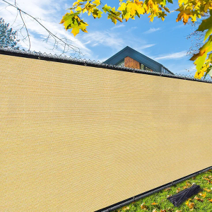 iCover 4x50ft Privacy Screen Fence, Outdoor Fencing Panels, Garden Windscreen Mesh Shade Sail Net Barrier, Include Reinforced Bindings and Brass Grommets Cable Zip Ties, Sand
