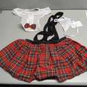 Hamefen Schoolgirl Lingerie for Women Sexy Lingerie Roleplaying Outfit with Tie Top and Mini Skirt White Medium