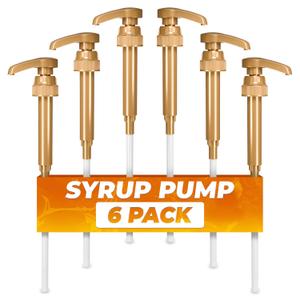 6-Pack Coffee Syrup Pump Dispenser - 11.54" Coffee Syrup Pumps for Coffee Bar, Fits Various 25.4 oz Bottles (750ml), Durable and Easy to Clean, Leak-Resistant Design, for Home & Commercial Use