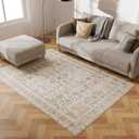 5x7 Durable Vinyl Rugs for Living Room, Vintage Floral Pattern for Dining Room, Bedroom, Home Office, Bobo Blue Non-Slip Large Rugs for Indoor&Outdoor RV, Deck, Backyard, Balcony, Modern Home Decor