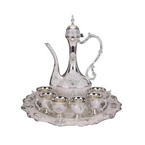 SEEK RARE Large Vintage Turkish Tea Set Coffee Service Set Teapot Sets for Adults Home Party Decor Silver White
