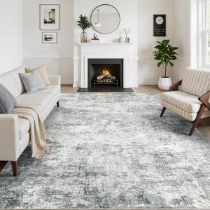 9x12 Area Rugs for Living Room Washable Abstract Rug Grey