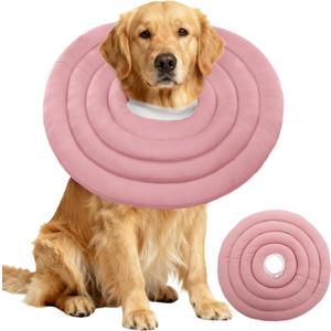 IDOMIK Dog Recovery Collar, Waterproof Soft Dog Cone After Surgery, Comfy Protective Elizabethan Collar Alternative for Dogs Cats, Adjustable Pet Neck Donut Cone Anti-Licking Biting Wounds,Pink,3XL