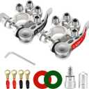 Car Battery Terminal Connectors, 2Pcs 4 Way Quick Release Disconnect Battery Terminals, Positive Negative Battery Cable Ends for SAE/JIS Type A Posts, Universal for Cars, Vans, Trucks (Silver-2)