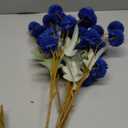 Hananona 12 Piece Artificial Chrysanthemum Flowers, Blue Mini Kiku Pom Pom Mums Patriotic Flower Faux Floral Arrangements 4th of July Centerpiece for Home Kitchen Decor (12, Blue)