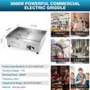 IRONWALLS Commercial Electric Griddle 22”, 3000W Electric Flat Top Griddle Grill Indoor with 122~572℉ Adjustable Temperature Control, Non-stick Stainless Steel Teppanyaki Grill for Restaurant, Hotel
