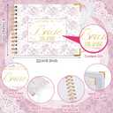 Humyoun Wedding Guest Book Letters to The Bride Scrapbook Wedding Memory Book Bridal DIY Blank Paper Scrapbook Photo Album Guest Sign with Pearl Stickers(8.5 x 7 Inch,Floral,Pink)