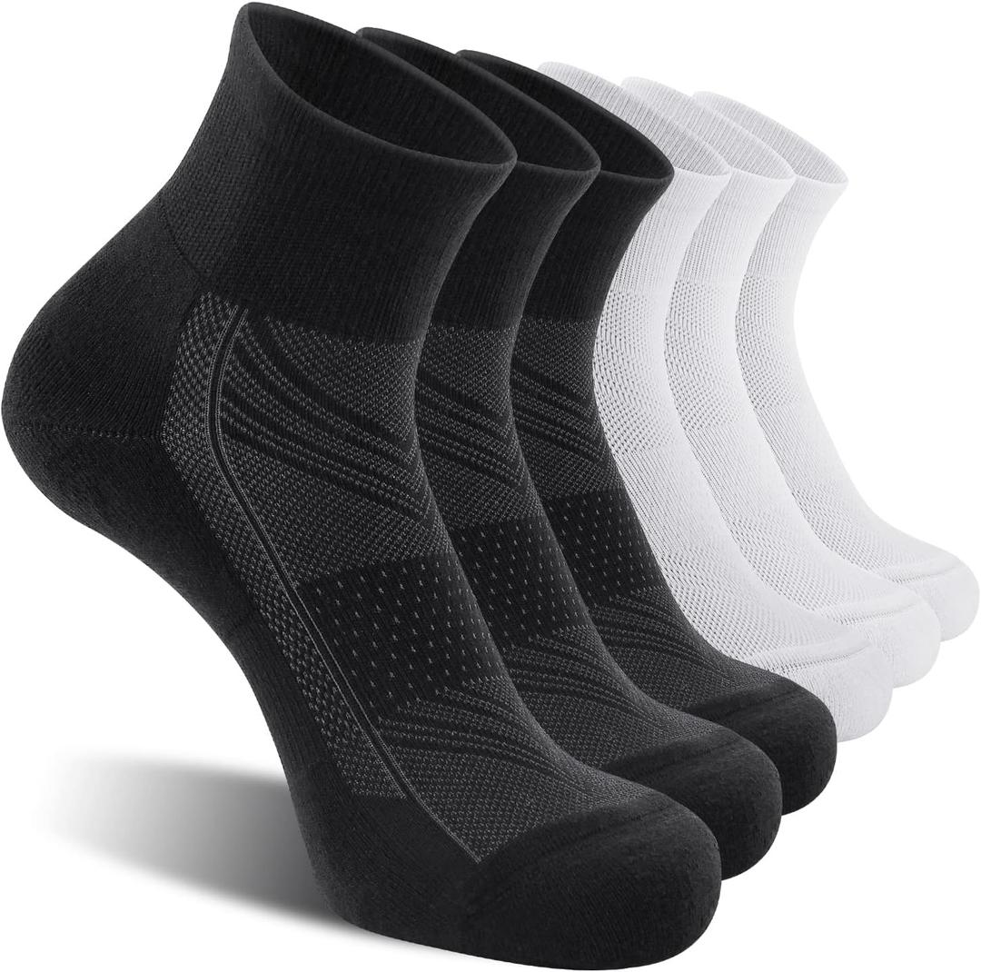 CS CELERSPORT 6 Pack Men's Ankle Socks with Cushion, Sport Athletic Running Socks (Black, XL)