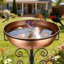 3" Deep 43" Tall Metal Bird Bath for Outdoors, 12" Dia Removable Bird Baths Water Bowl for Outside, Vintage Standing Birdbaths with Stable Stake for Garden Yard Lawn Decor 1.4 Gallon