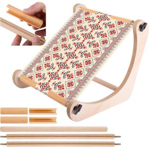 codree Adjustable Embroidery Table Stand, Wood Embroidery Hoop Holder, Hands-Free Cross Stitch Scroll Frame Needlepoint Stand for Lap or Table Top Stitching Sewing Supplies Craft Tool