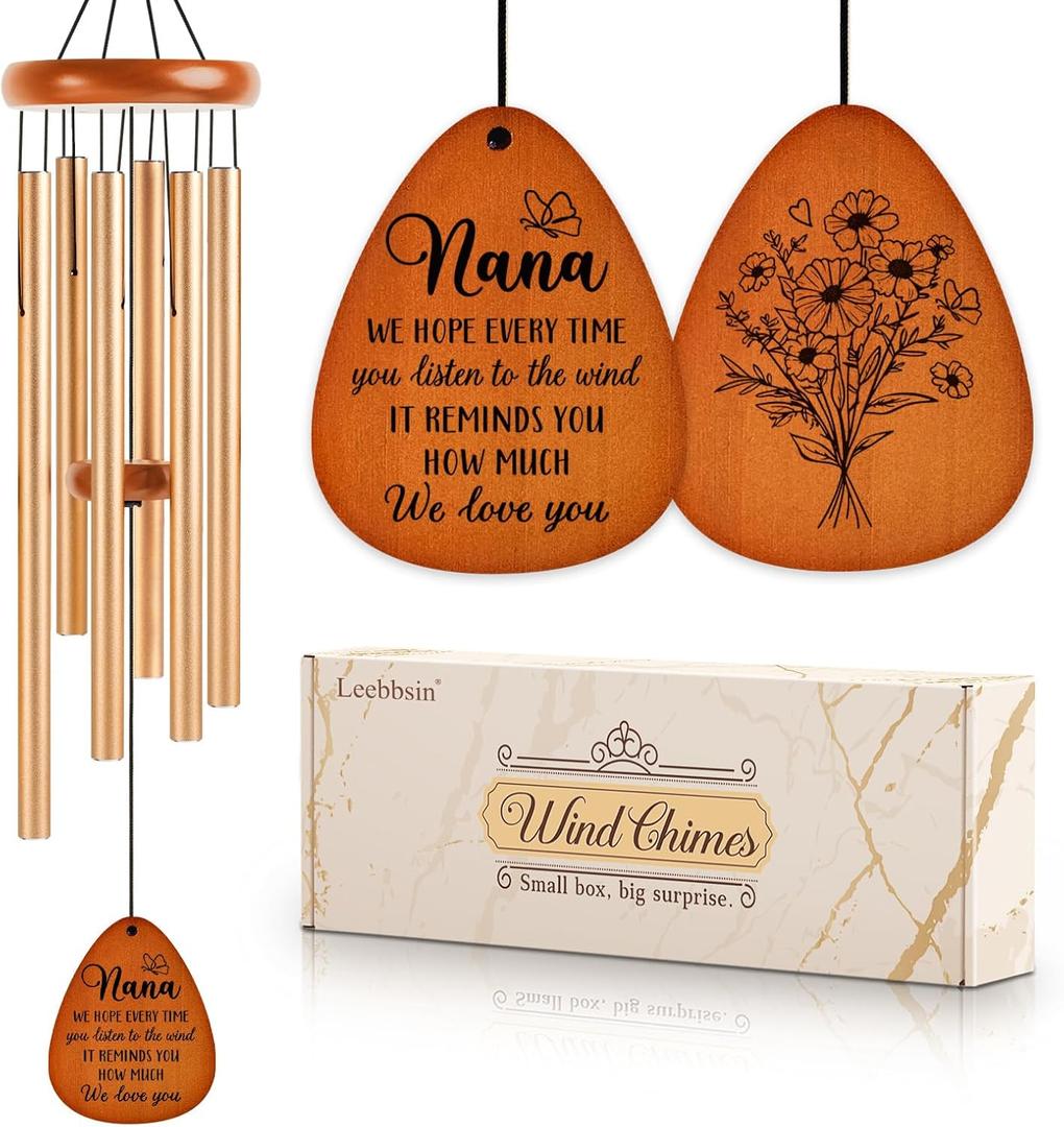 Leebbsin Gifts for Nana, Nanas Wind Chime, Best Gift for Nana from Grandkids, Gifts Ideas for Birthday, Mothers Day, Thanksgiving, Christmas-Large 36''